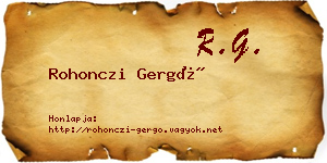 Rohonczi Gergő névjegykártya